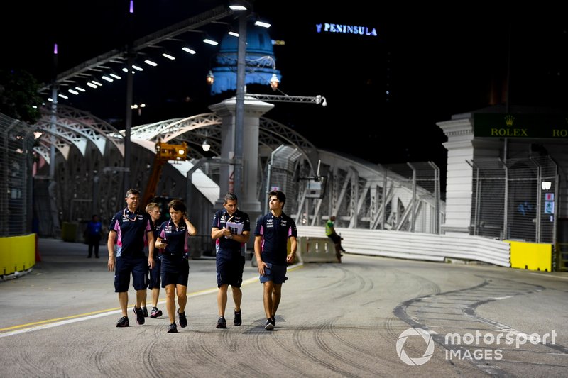 Lance Stroll, Racing Point walks the track