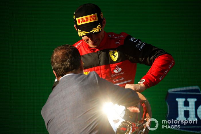 Podio: ganador Charles Leclerc, Ferrari