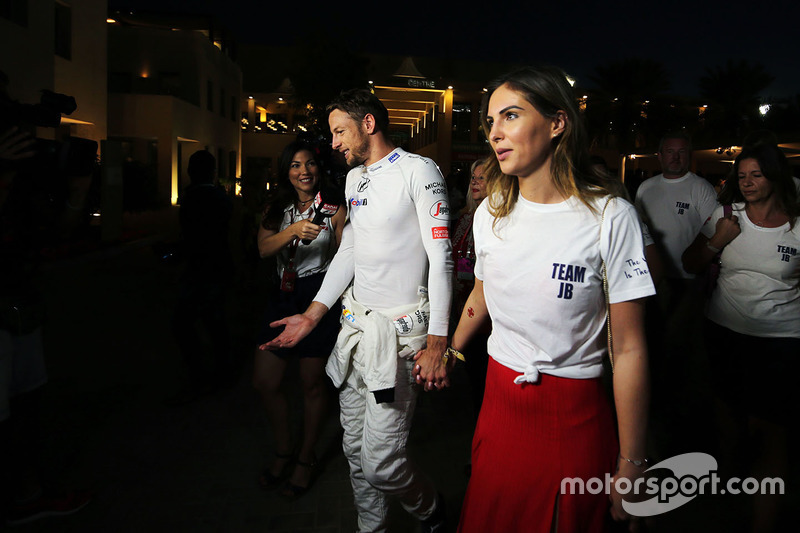 Jenson Button, McLaren retired from the race, with his girlfriend Brittny Ward