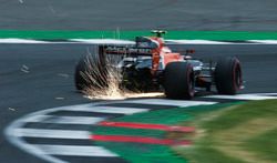 Sparks fly from Stoffel Vandoorne, McLaren MCL32