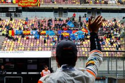 Fernando Alonso, McLaren, waves to the crowd