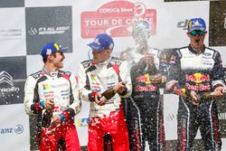 Podium : les vainqueurs Sébastien Ogier, Julien Ingrassia, M-Sport Ford WRT Ford Fiesta WRC, les deuxièmes Ott Tänak, Martin Järveoja, Toyota Gazoo Racing WRT Toyota Yaris WRC