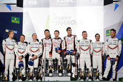 Podium: race winners Sébastien Buemi, Anthony Davidson, Kazuki Nakajima, Toyota Gazoo Racing, second