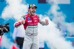 Daniel Abt, Audi Sport ABT Schaeffler, celebrates on the podium after winning the race