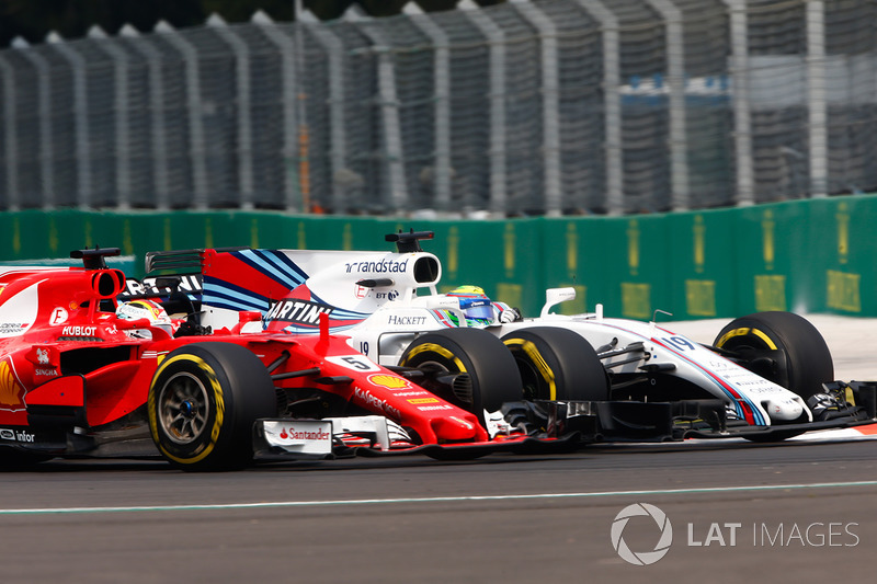 Sebastian Vettel, Ferrari SF70H, Felipe Massa, Williams FW40, battle for position