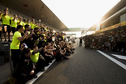 Race winner Daniel Ricciardo, Red Bull Racing celebrates with his team