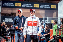 Esteban Ocon, Force India F1 and Charles Leclerc, Sauber on the drivers parade