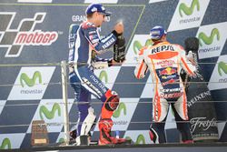 Podium: race winner Marc Marquez, Repsol Honda Team, second place Jorge Lorenzo, Yamaha Factory Racing