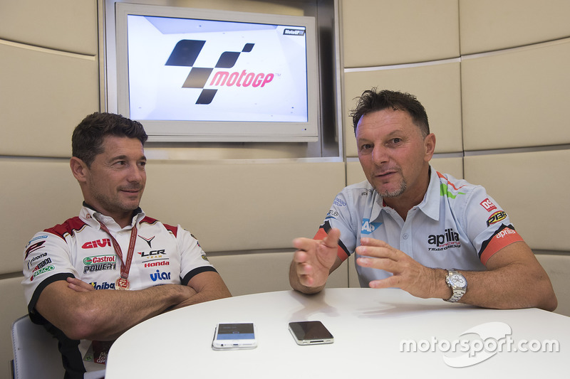 Lucio Cecchinello, Team LCR Honda director del equipo y Fausto Gresini, Aprilia Gresini Racing Team