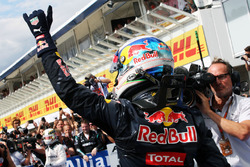 Daniel Ricciardo, Red Bull Racing celebrates his second position in parc ferme