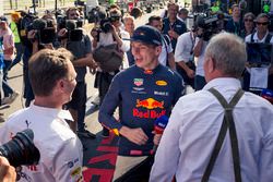 Race winner Max Verstappen, Red Bull Racing celebrates with Christian Horner, Red Bull Racing Team Principal and Dr Helmut Marko, Red Bull Motorsport Consultant