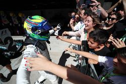 Felipe Massa, Williams FW40 celebrates his last Brazilian Grand Prix in parc ferme  with his wife Ra