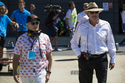 Actor Michael Douglas with Mansour Ojjeh, co-owner, McLaren