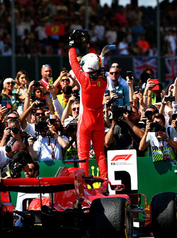 Race winner Sebastian Vettel, Ferrari celebrates in parc ferme