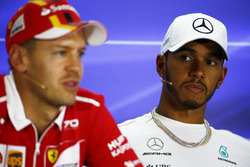 Lewis Hamilton, Mercedes AMG F1, Sebastian Vettel, Ferrari, in the press conference