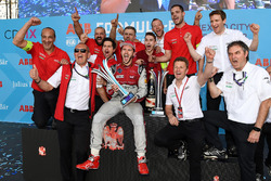 Daniel Abt, Audi Sport ABT Schaeffler, celebrates after winning the race
