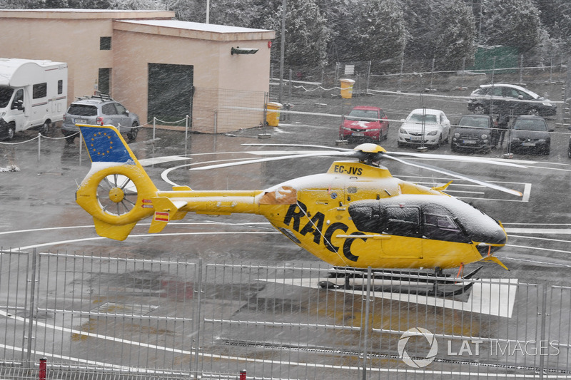 Medical Helicopter as snow stops testing
