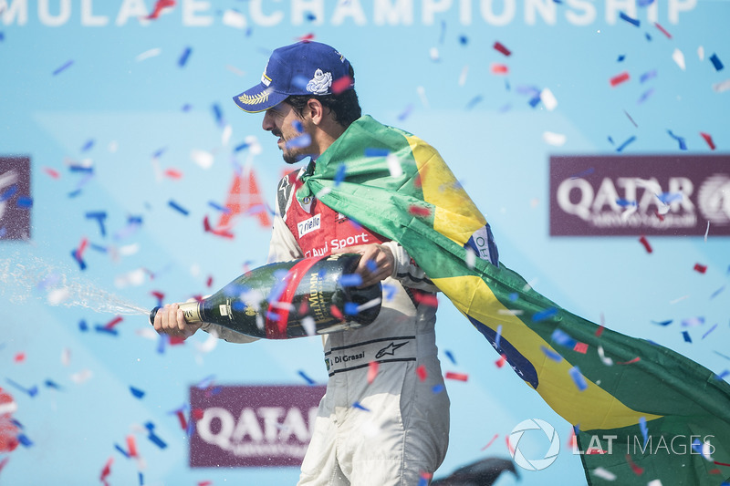 Lucas di Grassi, Audi Sport ABT Schaeffler, celebrates on the podium