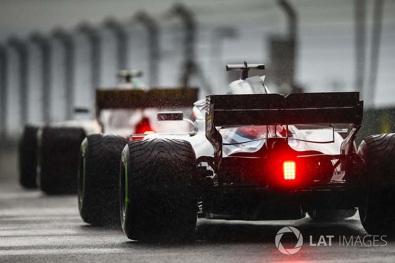 Lance Stroll, Williams FW41 on intermediate tyres