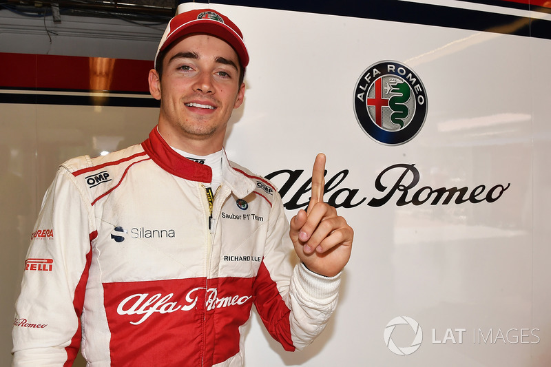 Charles Leclerc, Sauber fête son résultat avec son équipe