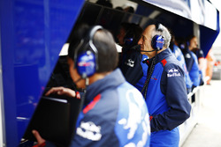 Franz Tost, Team Principal, Toro Rosso, on the pit wall