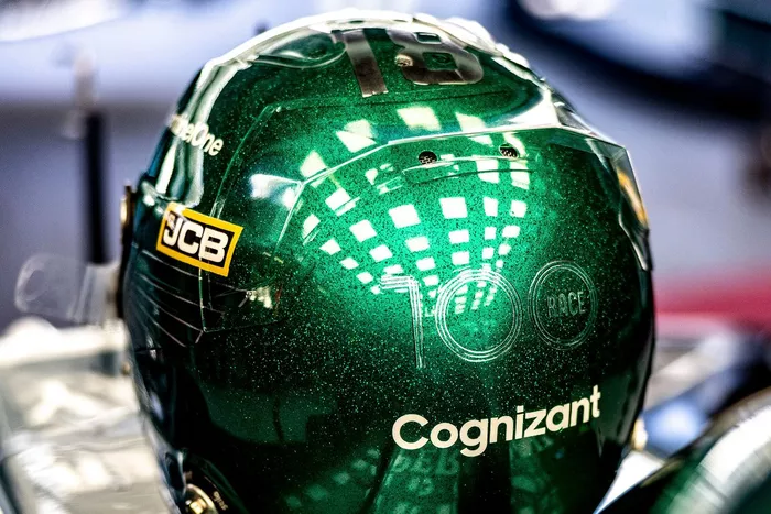 Casco de Lance Stroll, Aston Martin 