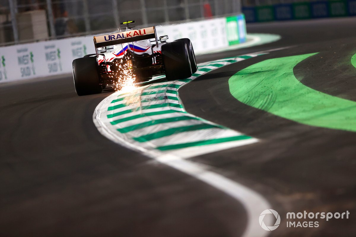 Sparks kick up from Mick Schumacher, Haas VF-21