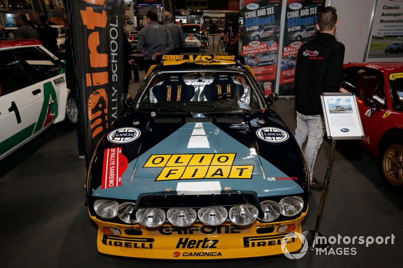 Rally cars on display at the Autosport show