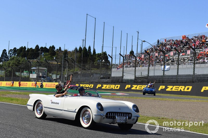 Romain Grosjean, Haas F1, in the drivers parade