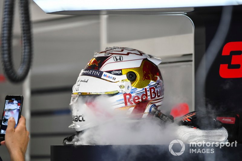 The helmet of Max Verstappen, Red Bull Racing