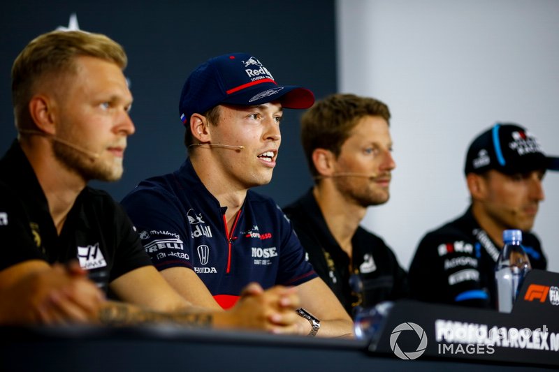 Daniil Kvyat, Toro Rosso, Kevin Magnussen, Haas F1, Romain Grosjean, Haas F1 et Robert Kubica, Williams, en conférence de presse