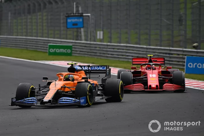 Lando Norris, McLaren MCL35, Charles Leclerc, Ferrari SF1000