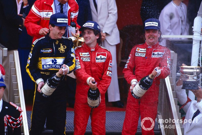 Alain Prost, McLaren, Keke Rosberg, McLaren, Ayrton Senna, Lotus