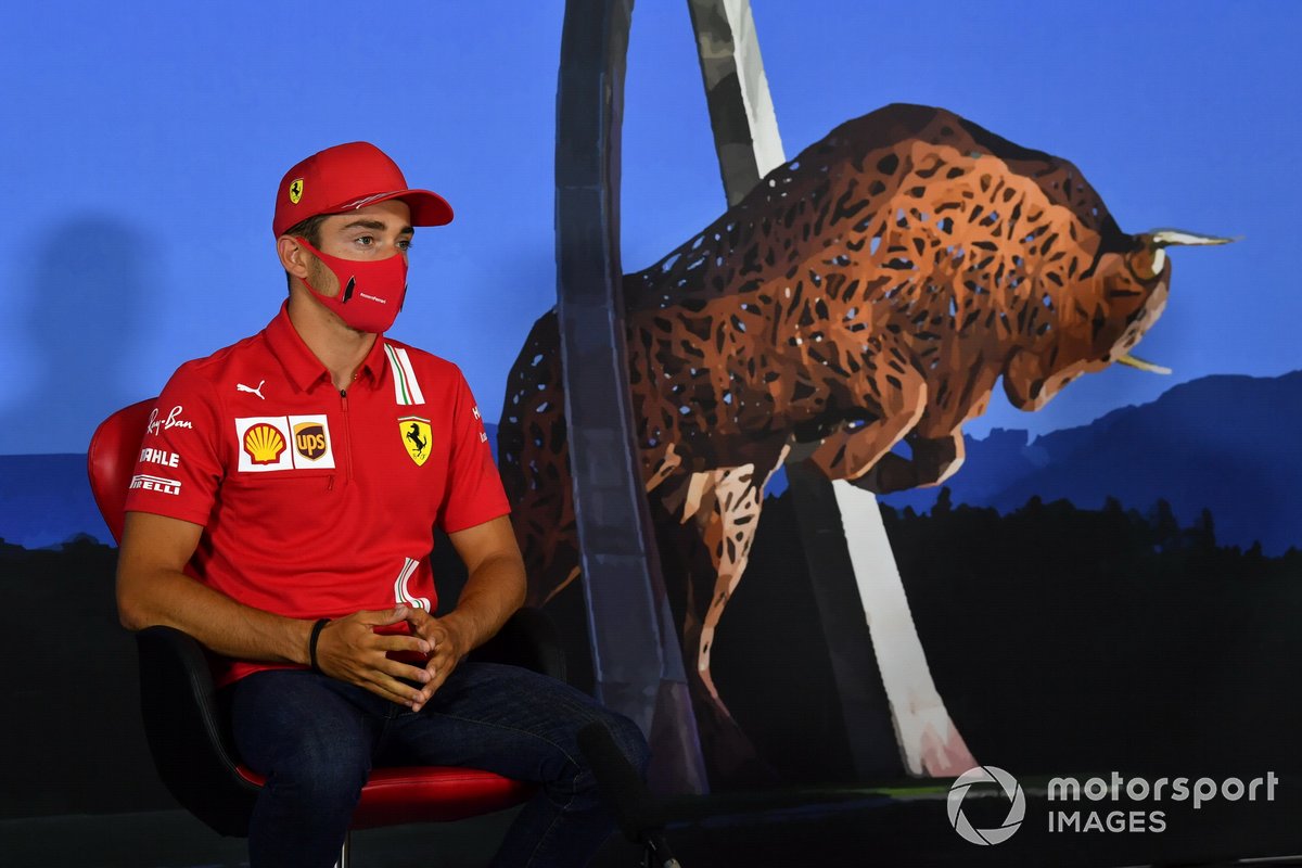 Charles Leclerc, Ferrari durante la conferenza stampa