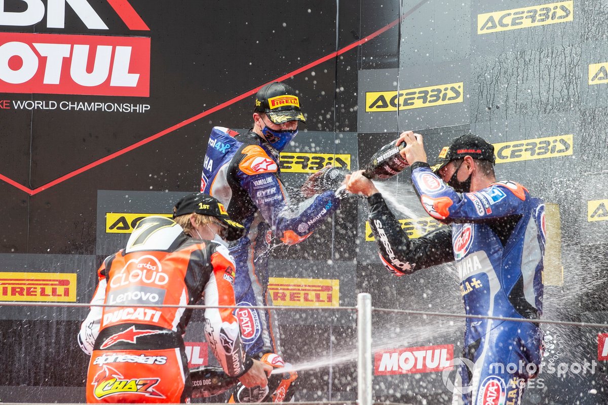 Chaz Davies, ARUBA.IT Racing Ducati, Garrett Gerloff, GRT Yamaha, Michael van Der Mark, Pata Yamaha