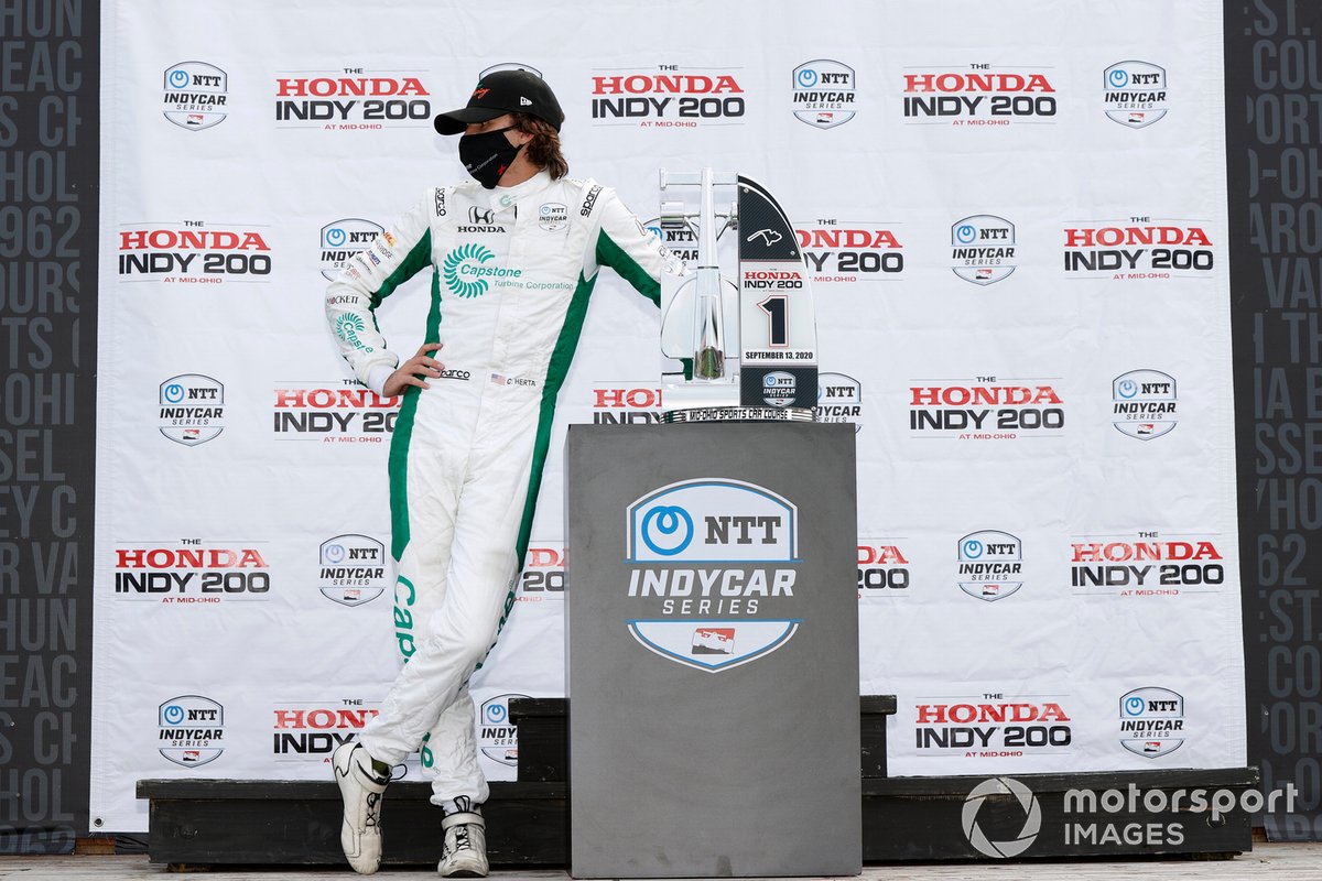 Podio: ganador Colton Herta, Andretti Harding Steinbrenner Autosport Honda