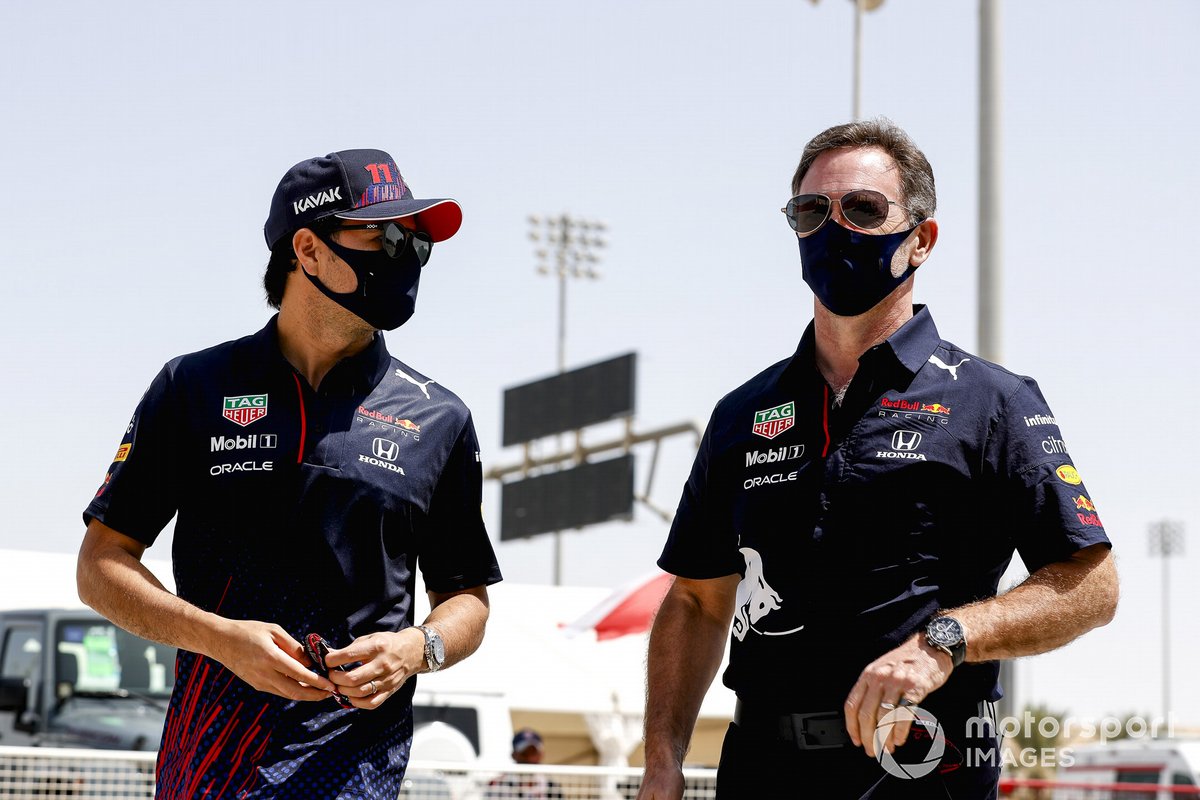 Sergio Pérez, Red Bull Racing y Christian Horner, Team Principal, Red Bull Racing