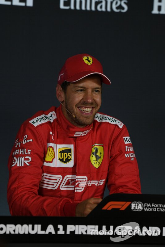 Sebastian Vettel, Ferrari, in the post Qualifying Press Conference