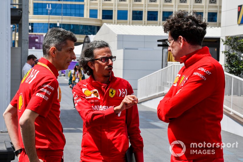 Laurent Mekies, Ferrari et Mattia Binotto, directeur de Ferrari