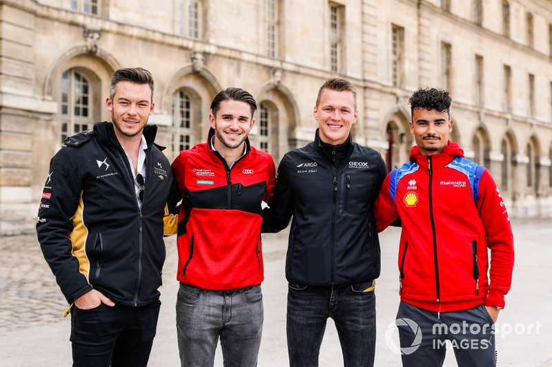 Los pilotos alemanes Andre Lotterer, DS TECHEETAH, Daniel Abt, Audi Sport ABT Schaeffler y Pascal Wehrlein, Mahindra Racing.