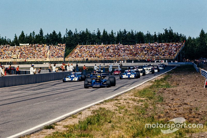 Ronnie Peterson, Lotus; Francois Cevert, Tyrrell; Emerson Fittipaldi, Lotus; Jackie Stewart, Tyrrell