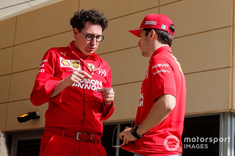 Mattia Binotto, Team Principal Ferrari and Charles Leclerc, Ferrari 