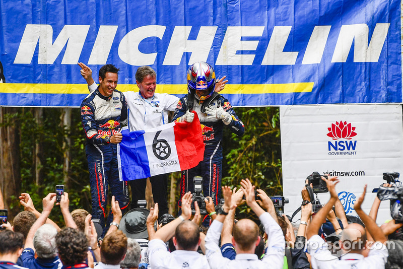 Les Champions WRC 2018 Sébastien Ogier, Julien Ingrassia, Ford Fiesta WRC, M-Sport Ford, avec Malcolm Wilson