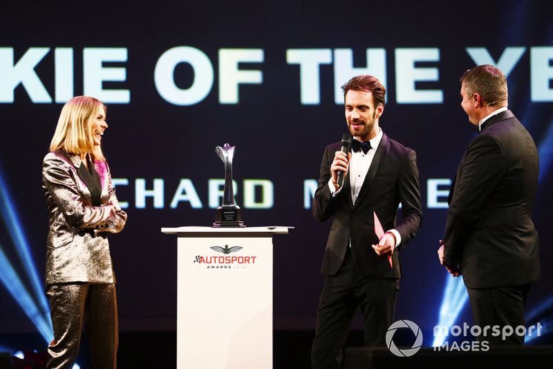 FIA Formula E Chamion Jean Eric Vergne presents the Rookie of the Year award