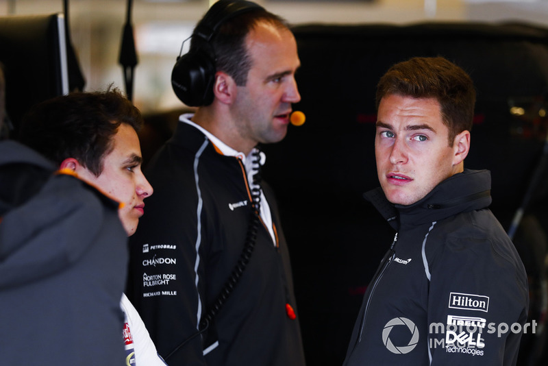 Lando Norris, McLaren, and Stoffel Vandoorne, McLaren