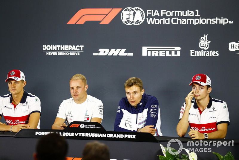 Marcus Ericsson, Sauber, Valtteri Bottas, Mercedes AMG F1, Sergey Sirotkin, Williams Racing and Charles Leclerc, Sauber in the press conference