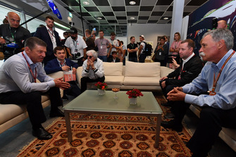 Dmitry Kozak, Deputy Prime Minister of the Russian Federation, Sergey Vorobyev, Sochi Autodrom Deputy General Director and Bernie Ecclestone with Chase Carey, Chief Executive Officer and Executive Chairman of the Formula One Group