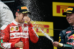 Podium: second place Sebastian Vettel, Ferrari and third place Daniil Kvyat, Red Bull Racing