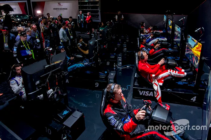Formula E drivers on the simulators