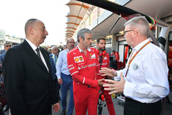 Illham Aliyev, President of Azerbaijan, Maurizio Arrivabene, Ferrari Team Principal and Ross Brawn, Formula One Managing Director of Motorsports Formula One World Championship, Rd8, Azerbaijan Grand Prix, Race, Baku City Circuit, Baku, Azerbaijan, Sunday 25 June 2017.